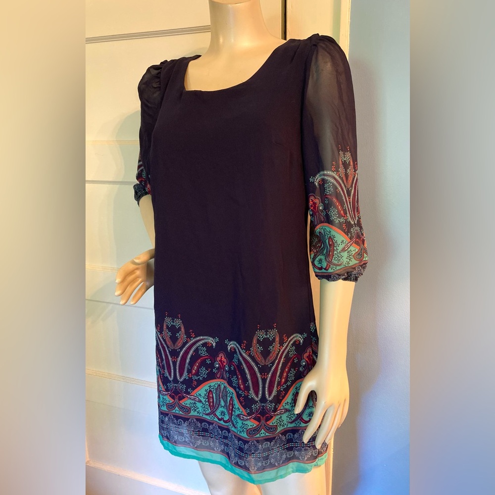 💙Navy Blue Sequin Hearts Dress, Size Medium